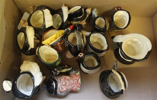 15 Royal Doulton miniature character jugs, inc Henry VIII & Wives, Alice in Wonderland & Musketeers